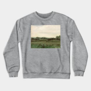 Muted Tone Green Landscape Oil Painting Crewneck Sweatshirt